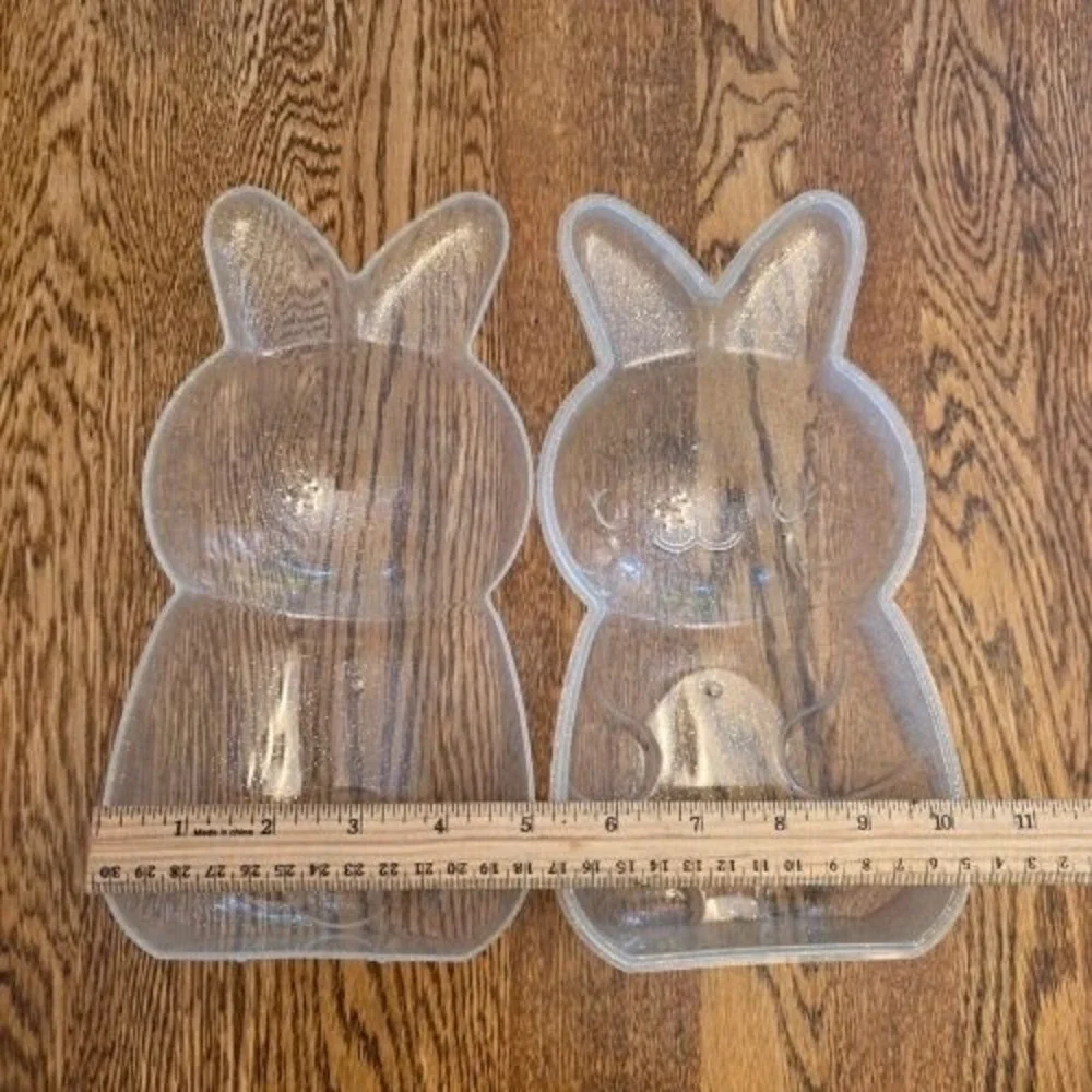 Clear Glitter Bunny Rabbit Plastic Storage Container 10 inch Candy Kids Toys